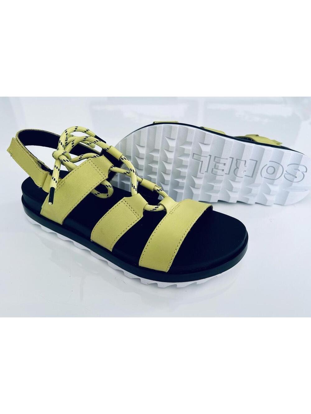 $120 Sorel Roaming Lace Sandals Bolt Yellow Leather Open Toe Cushioned Women's 8 - Picture 2 of 9
